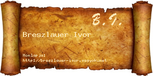 Breszlauer Ivor névjegykártya